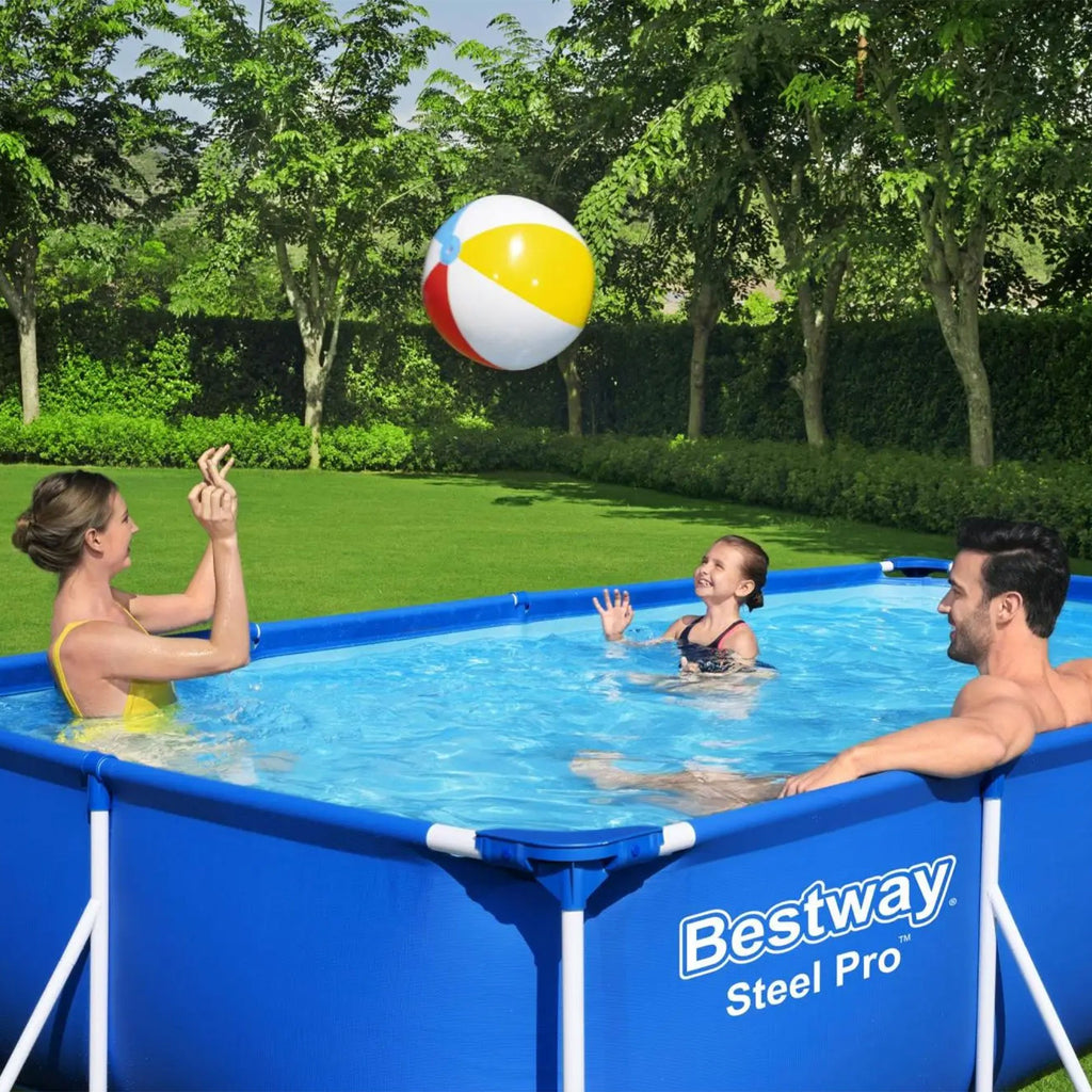 Steel Pro 13 Foot x 32 Inch Rectangular Above Ground Outdoor Pool Steel Framed Vinyl Swimming Pool with 1,506 Gallon Water Capacity, Blue