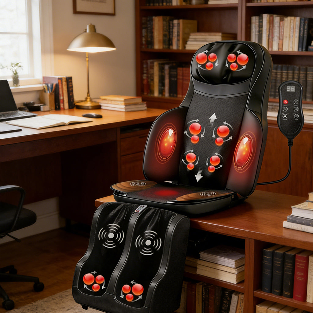 Full Body Shiatsu Massage Pad with 3D Deep Kneading Massage, 5 Modes, and Detachable Leg & Foot Massager, Ideal for Full-Body Relaxation at Home, Gym, Leisure, and Office