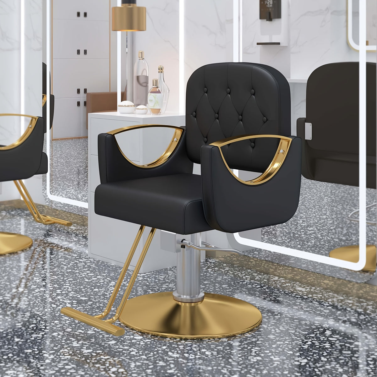 Barber Chair Salon Chair 360 Degrees Rolling Swivel Barber Chairs Hydraulic Hair Chair Capacity Up to 330Lbs All Purpose Beauty Spa Equipment, Black