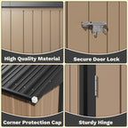 GUNJI 8 X 6 Ft Shed Metal Outdoor Waterproof Storage Shed Steel Utility Garden Tool Shed with Door And Lock Outdoor Storage for Garden Patio Lawn Poolside, Free Shipping