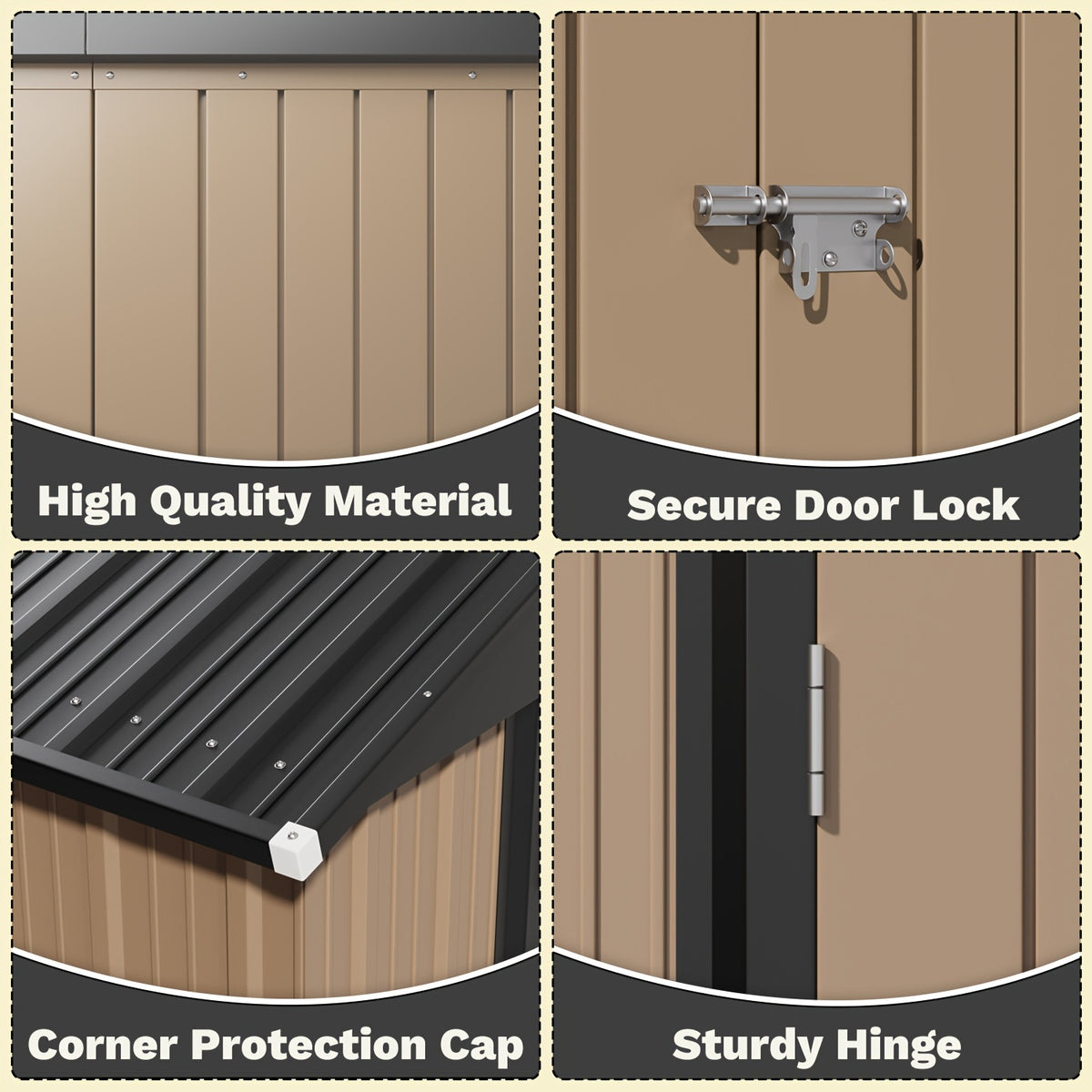 GUNJI 8 X 6 Ft Shed Metal Outdoor Waterproof Storage Shed Steel Utility Garden Tool Shed with Door And Lock Outdoor Storage for Garden Patio Lawn Poolside, Free Shipping