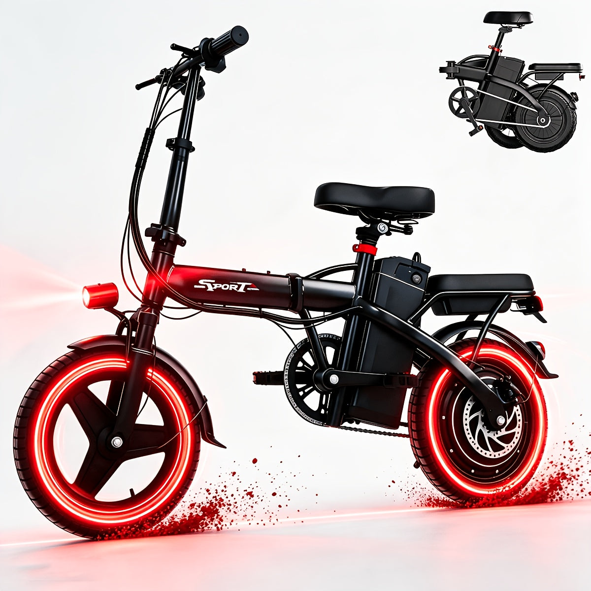 500W 20 Miles Per Hour Foldable Electric Bike For Adults, 48V 6Ah Removable Battery, 14" Ebike, Electric Mini Bike, The Range Is 30 Miles