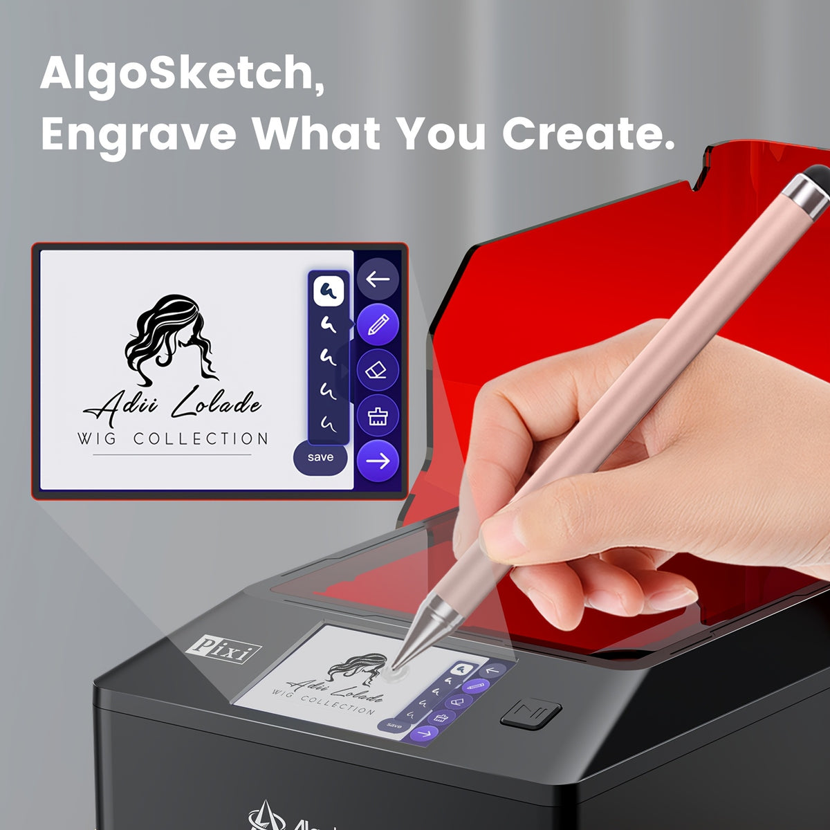 Algolaser Pixi 3000mW Laser Engraving Machine Suitable for Beginners, High-Power Non-Portable Laser with 100mm 100mm Engraving Area, Compatible for DIY Crafts, Wood, Plastic,, for Workshop &