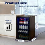 Beverage Fridge, Mini Fridge With Glass Door, Beverage Cooler Refrigerator, Wine Drink Beer Cooler, Adjustable Shelves & Temperature Control