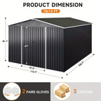 5x3-12x14ft Outdoor Storage Shed, Metal Garden Shed with Updated Frame Structure, Tool Sheds for Backyard Garden Patio Lawn, Black Or White