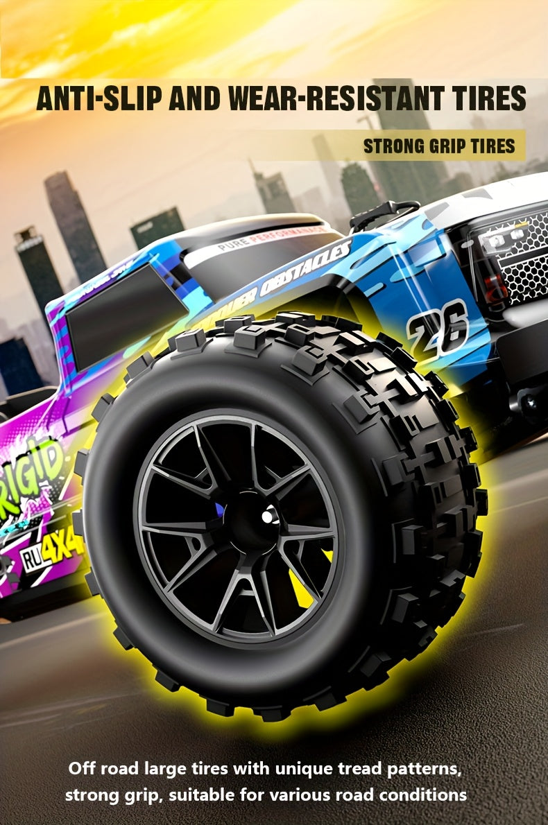 Flypear 4WD Brushless RC Car, 60+KM/H All Terrain High-Speed Off-Road Truck, Aluminum Alloy Chassis, 2.4Ghz Remote Control, Supports Vehicles Racing Together, Three-Wire 17G Digital Servo, LED Lights