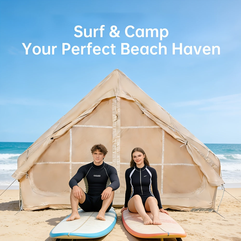 Luxury 2-Door Inflatable Tent with Skylight And Chimney Opening - Starry Sky Edition | Windproof, And Mosquito-Proof. Lightweight Glamping Cabin, Ideal for Family Luxury Camping. A Portable Shelter for Your Outdoor Adventure