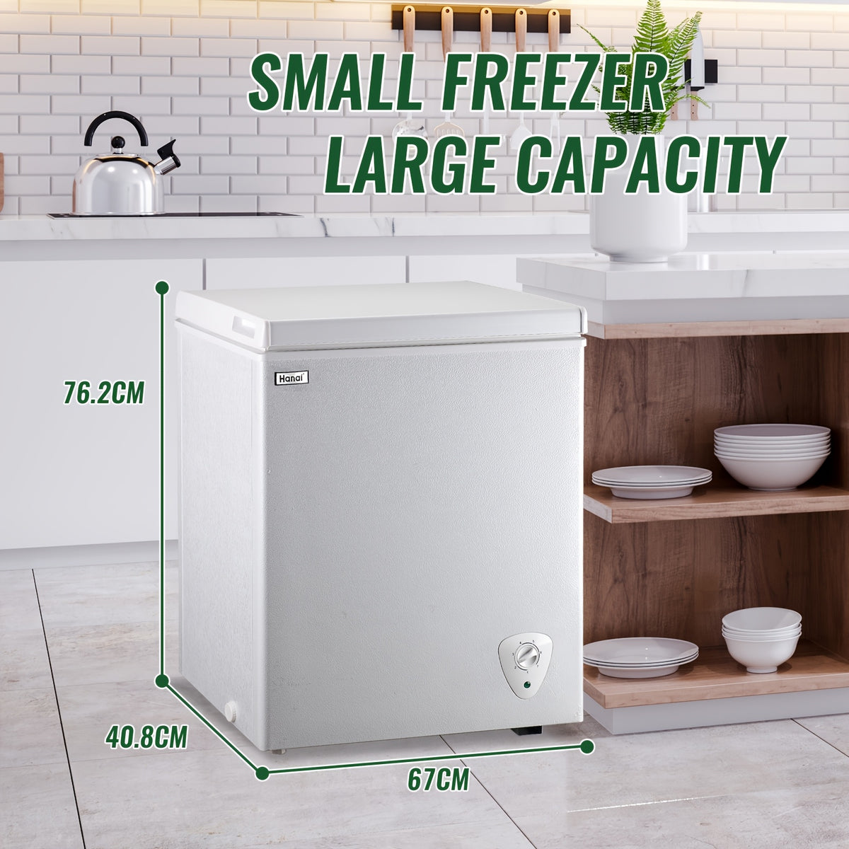 WANAI 5.0 Cu.Ft Chest Freezer With Removable Basket, Top Open Door Compact Freezer With Adjustable Temperature For Home/Kitchen/Office/Dorm WHITE