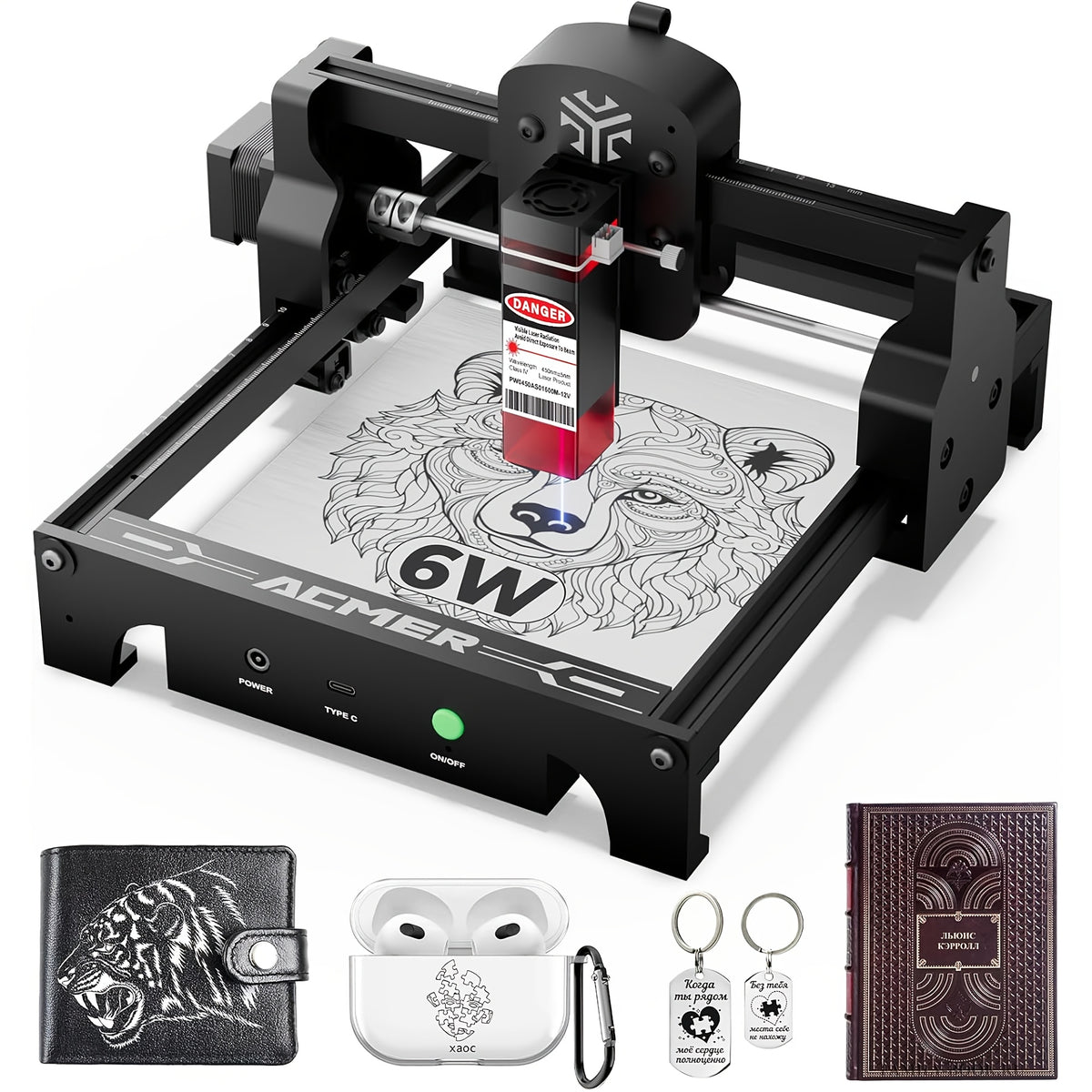 The ACMER S1 6000mW Laser Printer, Featuring Brand-new Text And Graphic Engraving Capabilities, Is The Ideal Tool for Creating Decorations And Mother's Day Gifts.