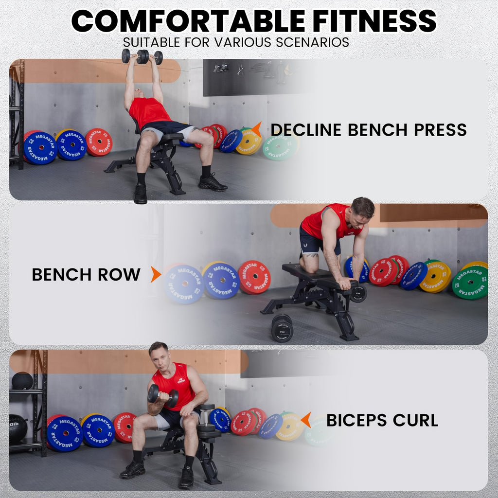 Adjustable Weight Bench, Heavy Duty Workout Bench for Home And Garage Gym, Multi-Position Backrest And Seat Strength Training Bench, 1300lbs Capacity, Red