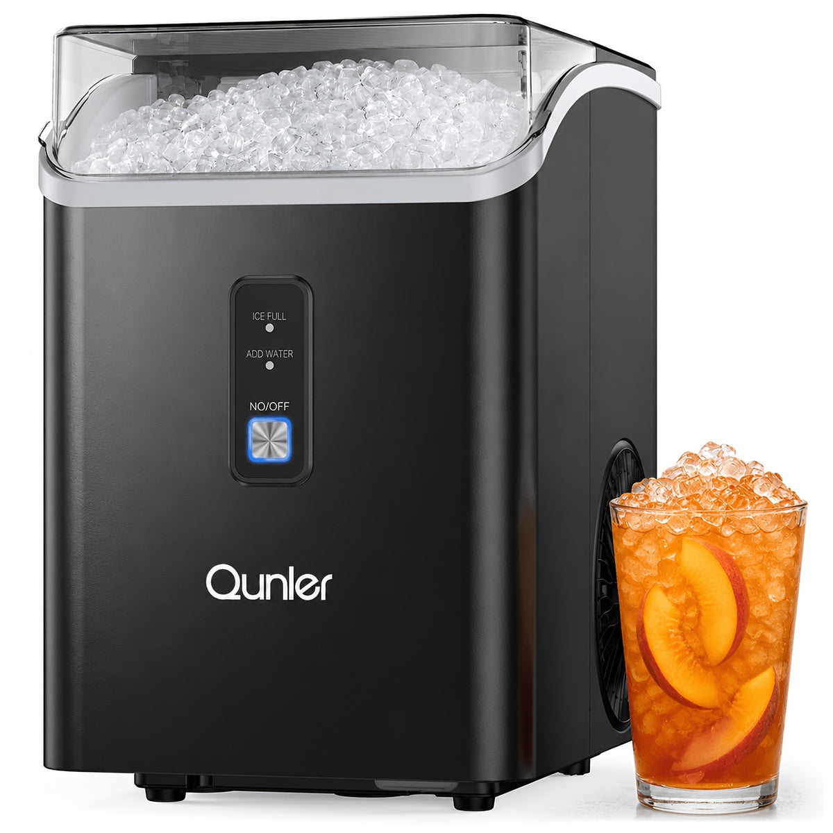 Nugget Ice Maker Countertop, Soft Chewable Pellet Ice Machine, Qunler 33/44Lbs Per Day Self-Cleaning Stainless Steel Ice Maker For Iced Coffee, Soda, Tea And Home Coffee Bar & Gifts For Coffee Lovers