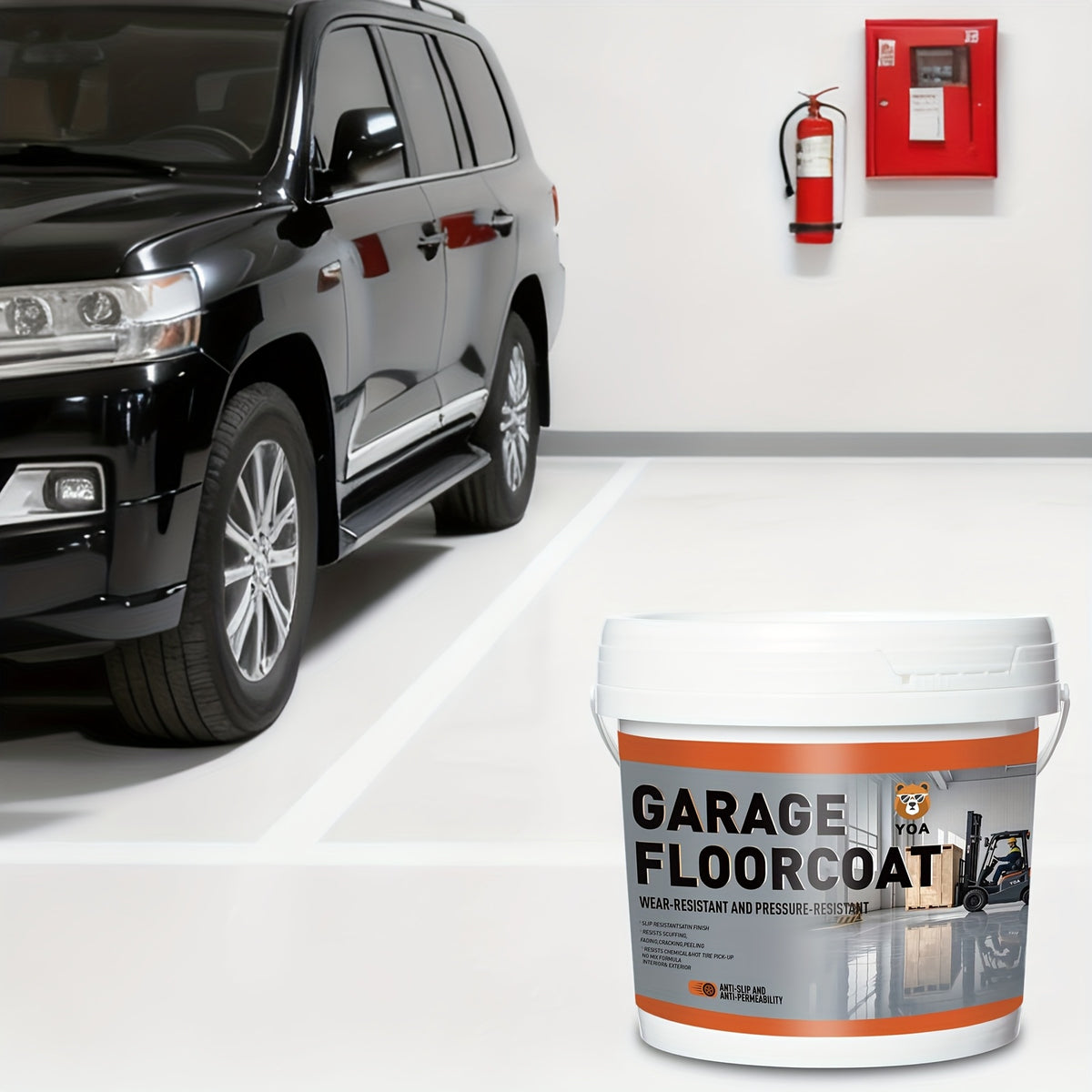 Professional Epoxy Floor Paint Kit (4 Gallon) - Light Blue Acrylic Concrete Coating for Garages & Basements | Single Component Formula | Scratch Resistant & Low VOC | Ready-to-Use