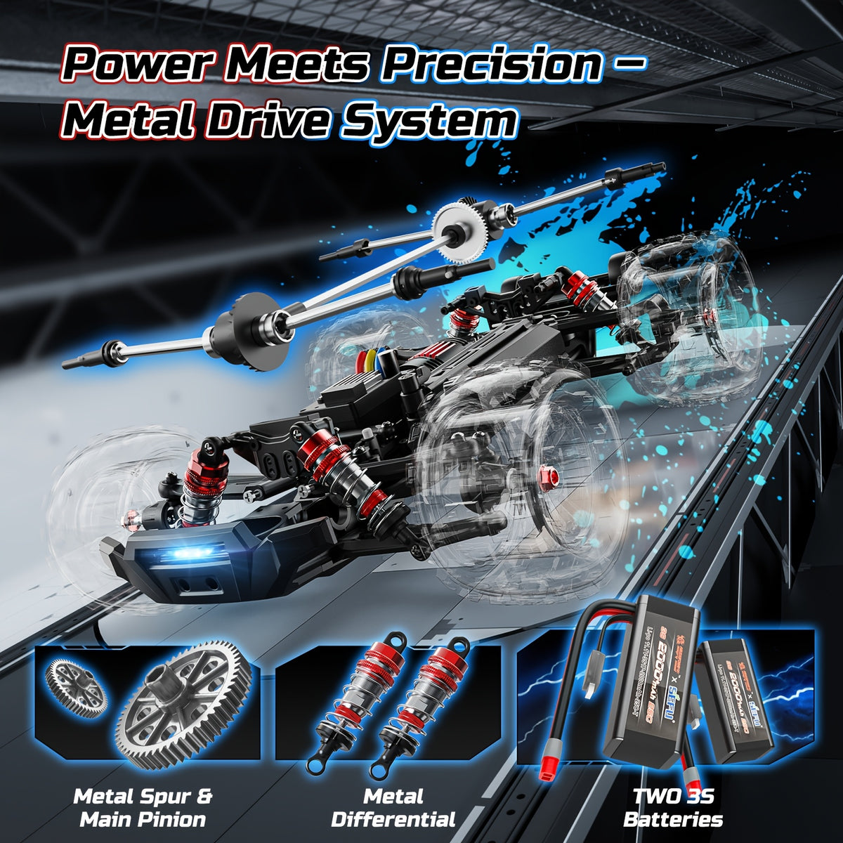 DEERC 1:14 Fast Brushless RC Car For Adults, 75KM/H High Speed 4WD Off-Road Remote Control Truck, Non-toy Product, Intended For Professional Users, Collectors, Or Dedicated Sports And Competitive Use Only, 2×3S LiPo, Off-Road Truggy With LED Light M