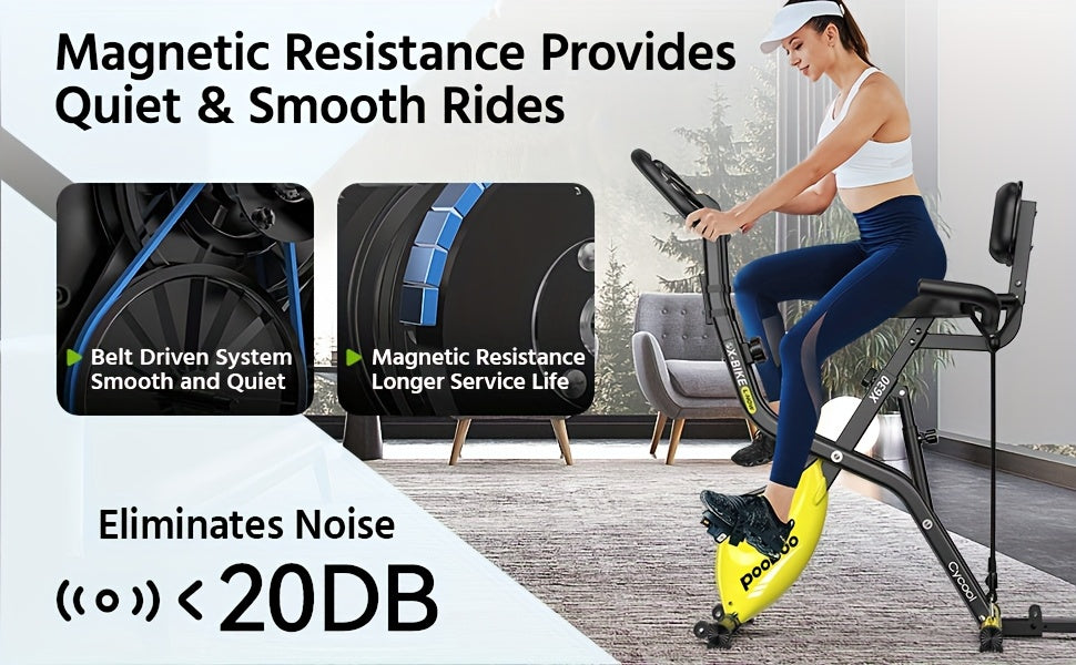 HASIMAN Foldable Indoor Exercise Bike for Home Gym Workout with Twister Disk And Arm Resistance Bands, Adjustable Resistance Fullybody Fitness Exercise Cycling