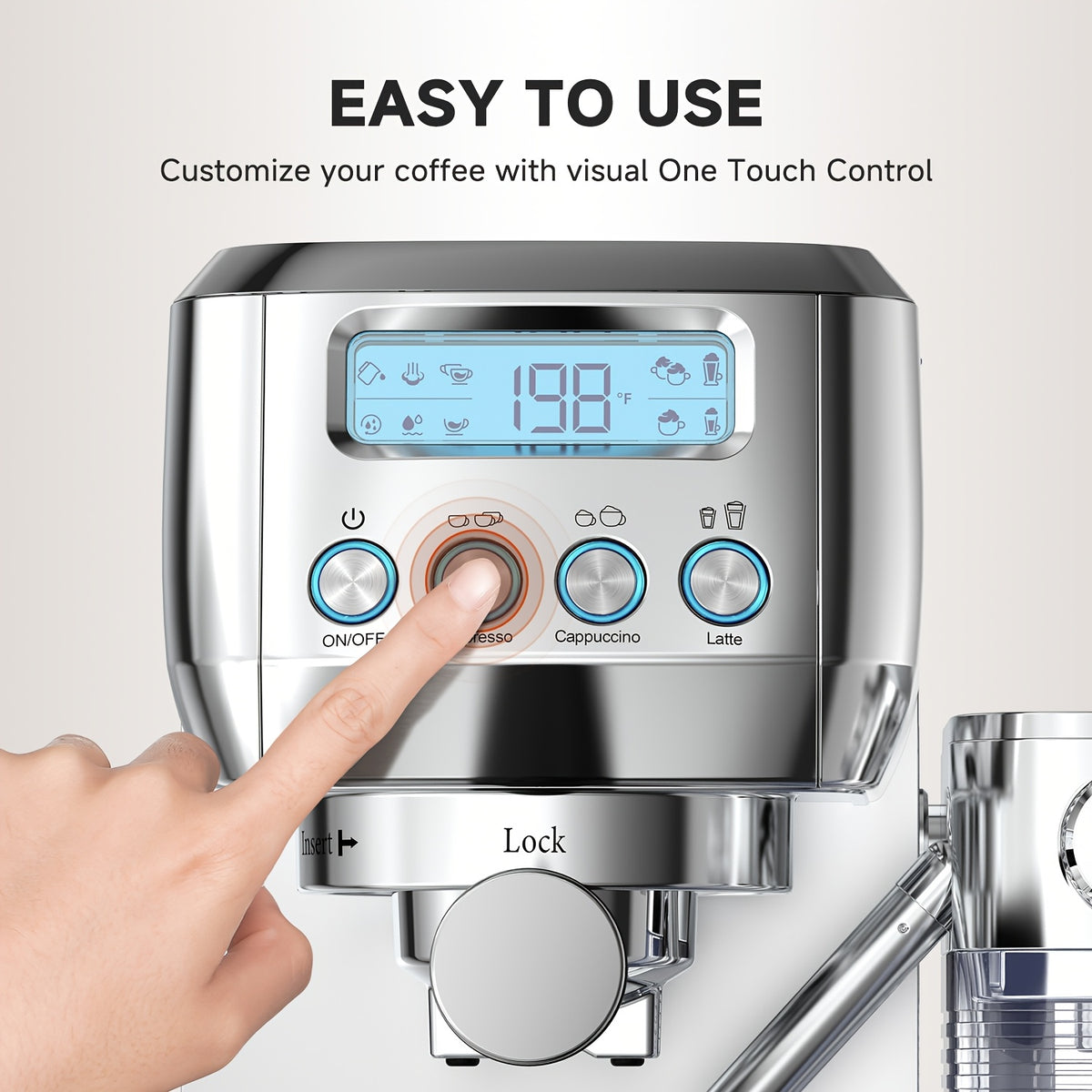 AMZCHEF Espresso Machine 20 Bar, Dual Boiler Coffee Maker with Touch Control, Cappuccino Machines with Automatic Milk Frother for Gifts, Latte Coffee Maker with Dual Wall & Filters, Easy to Use for Christmas, Halloween, Thanksgiving Family Gatherings