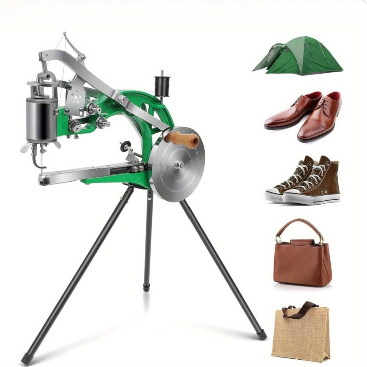 Manual Faux Leather Sewing Machine with 360° Rotating Foot - Heavy-Duty Portable Sewer Suitable for Leather, Shoe & DIY Projects, Compact Manual Operation, Easy Assembly, Durable Aluminum Alloy (for home, Clothing Factories)