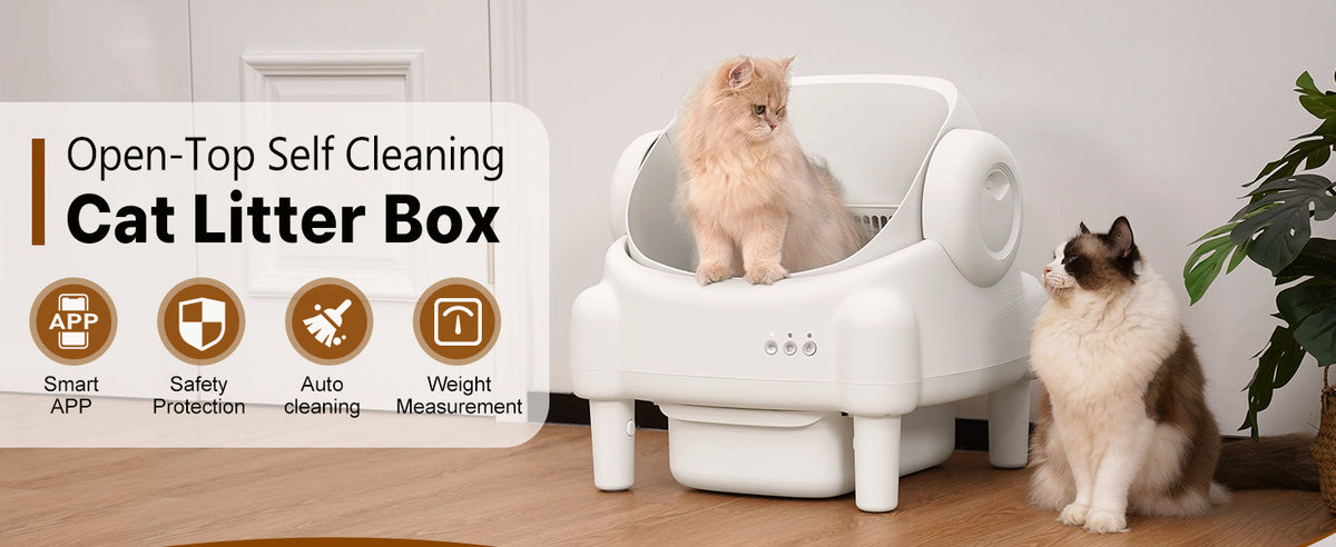 Self Cleaning Cat Litter Box, Automatic Kitty Litter Boxes For Multiple Cats, Built In Ambient Light, Double Odor Removal Safety Protection With App Control, Contain 1 Rolls Liners Bags And 1 Brush, Ideal For Helloween And Chritsmas Gift