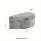 43.5" Velvet Storage Bench with Button Tufting Rivet Details Half Moon Ottoman for Living Room, Bedroom, Or Entryway Sturdy Hardwood Frame, Hidden Storage, Elegant Design, Living Room Seating Elegant Velvet Bench Velvet Upholstery, Bench for Bedroom