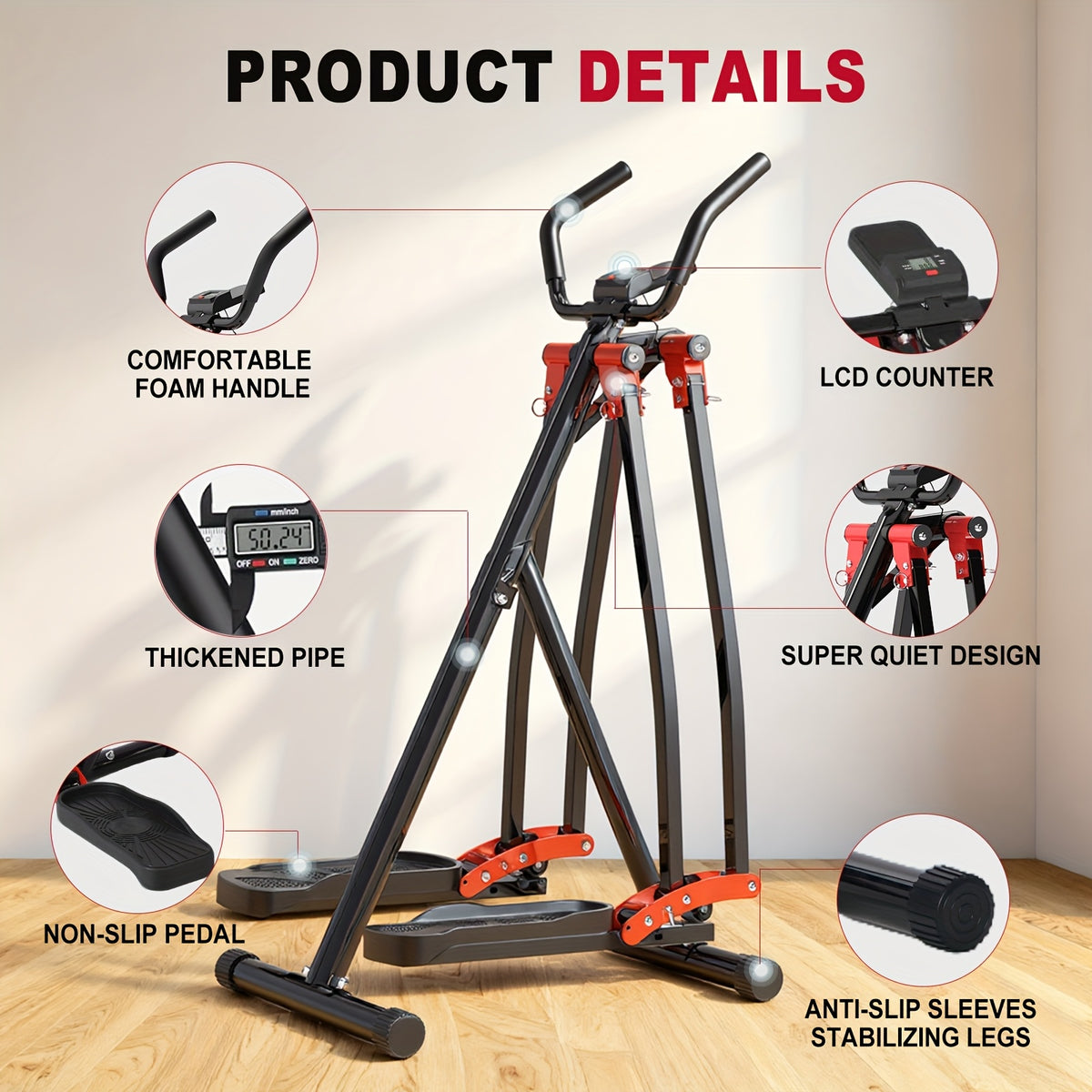This Walking Fitness Machine Is A Home Aerobic Cross-training Glider That Exercises Your Legs, Waist, Abdomen, And Back. Get Rid Of Large Treadmills! This Foldable Elliptical Trainer Is Suitable for Small Spaces And Has A Load Capacity Of 350 Pounds.