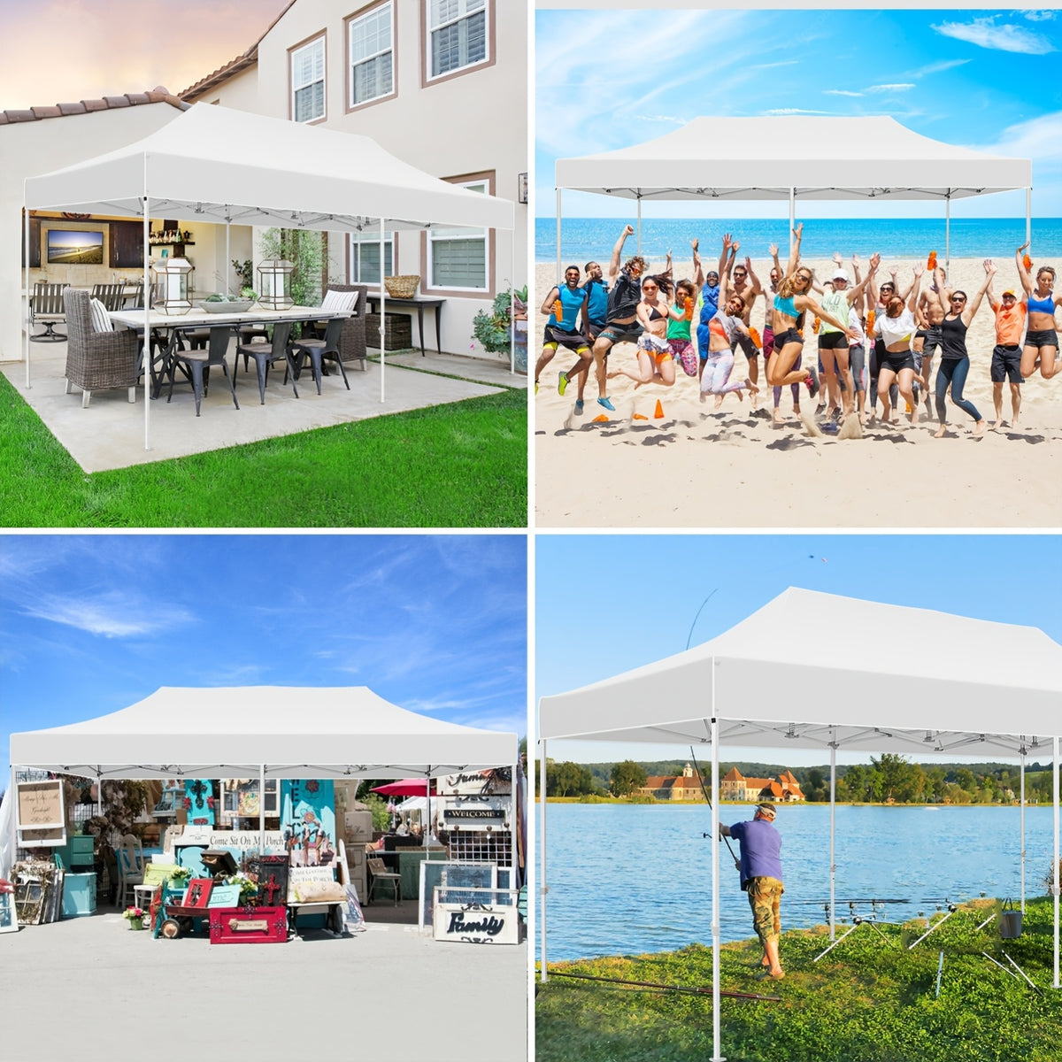 10X20Ft Heavy Duty Canopy, Pop-Up Design with 6 Side Walls, Suitable for Party Events Weddings, Roller Pack, Upgraded Thickened Hexagonal Legs