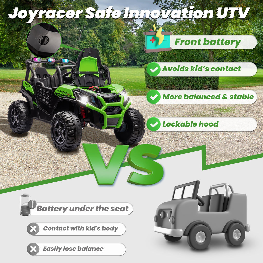 24V 2 Seater XL Ride On Toys for Kids, 4WD Electric Off-Road UTV Truck W/ Motors, Remote Control, 20" Large Seat, 5 Mph Max Speed, Electric Vehicle for KIds, Best Chrismas Gifts