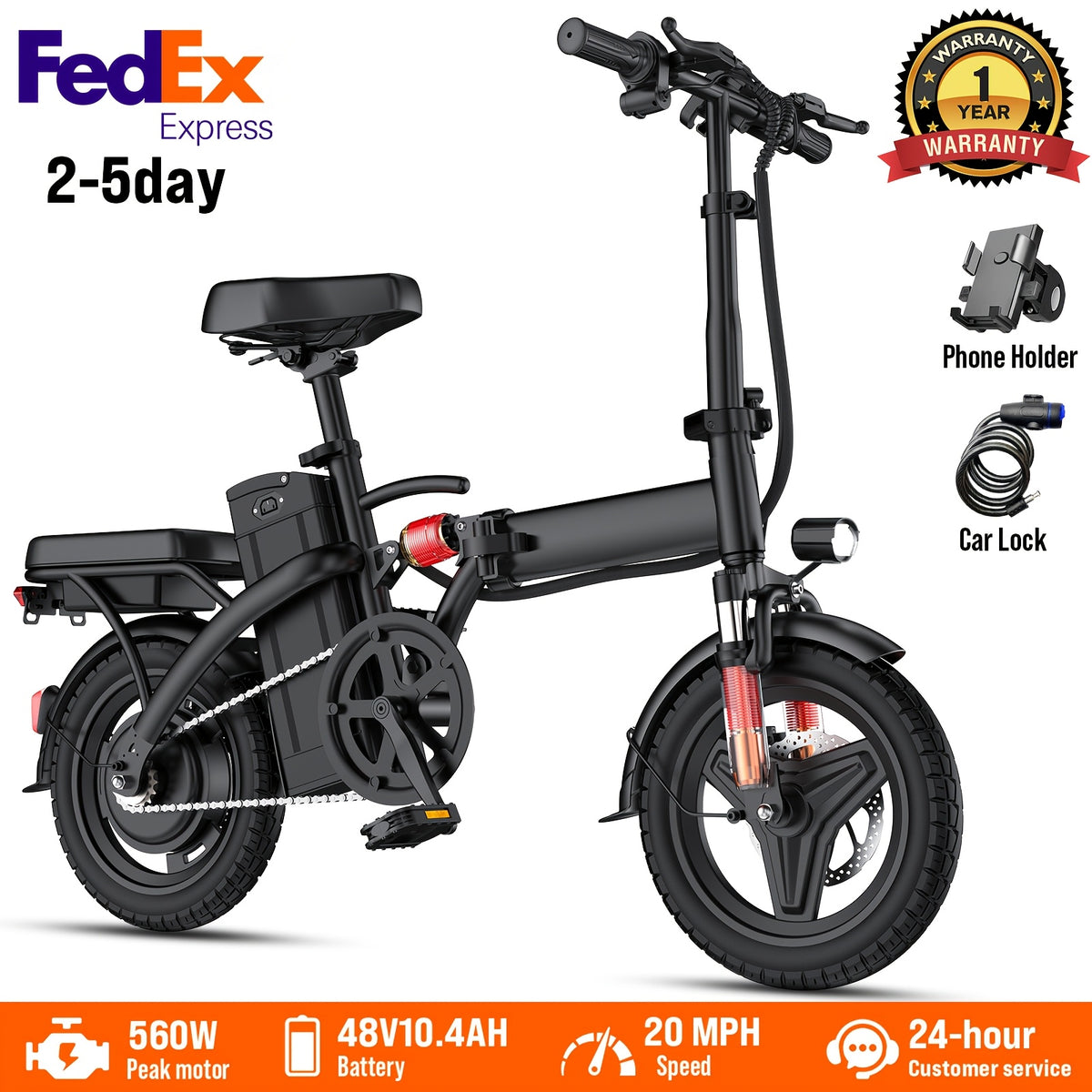 14-Inch Folding Electric Bike with 560W Peak Motor, Top Speed 12-24 MPH, Assist Range 30-32 Miles, Suitable for Adults And Teens, Portable Foldable Commuter E-Bike for Urban Riding, Ideal Gift Option