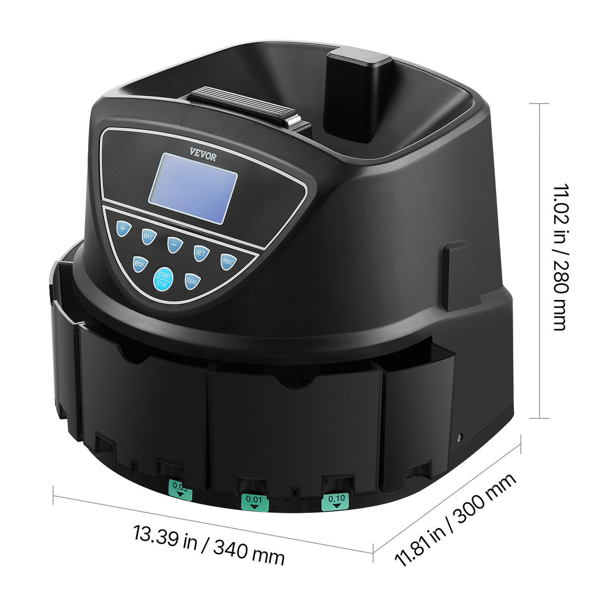 VEVOR Upgraded Coin Counter & Sorter, Coin Sorter and Wrapper Machine with Intuitive Display, Change Counter for USD Coins 1￠ 5￠ 10￠ 25￠ $1, Sorts up to 300 Coins/Min, with 5 Coin Tubes and 5 Trays
