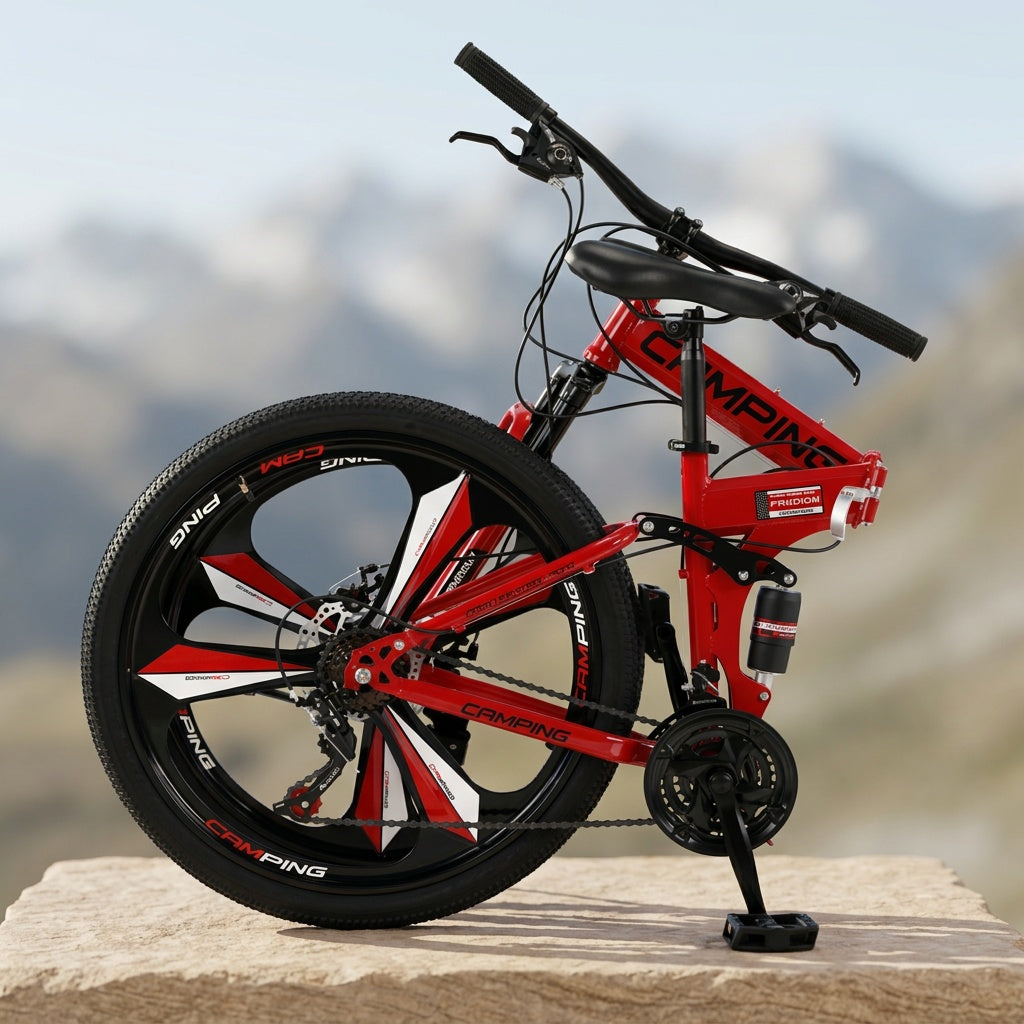 26-Inch Collapsible Mountain Bike, Shimano 21-Speed MTB Bicycle Designed for Adults