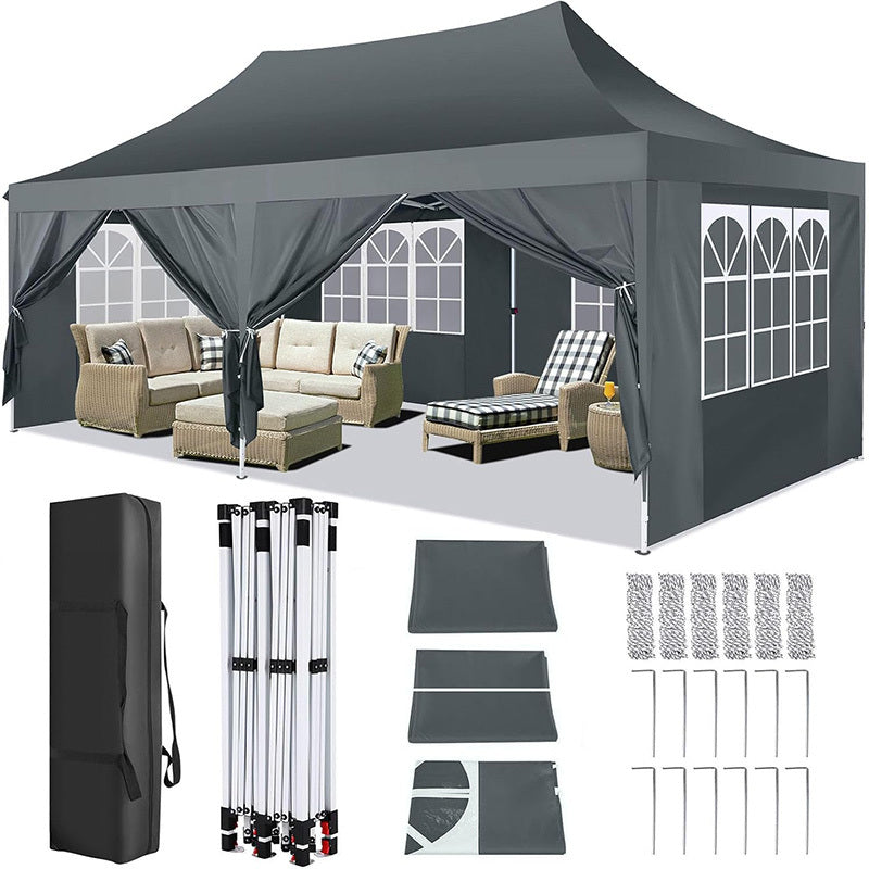 10X20Ft Pop Up Canopy Tent, Canopy with 6 Side Walls, Wedding Party Tent, Outdoor Gazebo Awning, 3 Adjustable Heights with Carry Bag, Heavy Duty Event Booth Waterproof Tent for Backyard, Lawn, Camping Party, Holiday Party, Outdoor Celebration
