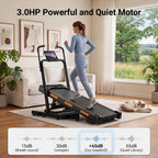 39% Incline Folding Treadmill for Tall Users, 3.0HP Quiet Motor, 350 Lbs Capacity, 6.2 MPH, Elevated Dual Handle Bar and Suction Tablet Holder