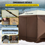 VEVOR Pop-Up Screen Gazebo Tent in 10 ft or 12 ft Sizes for Camping, Picnics and Backyard Gatherings