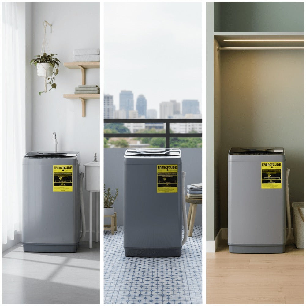 Portable Compact Washing Machine with a 1.1 Cubic Foot Capacity, Featuring 10 Wash Cycles, Ideal for Homes, Apartments, and Dormitories.