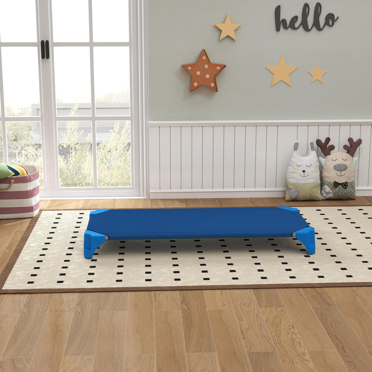 COSTWAY 6-Pack Stackable Time Cots, Space-Saving Daycare Cots w/Metal Frame, Oxford Cloth, Portable Toddler Sleeping Beds for Preschool and Kindergarten, No Assembly Required, 52" x 23.5".