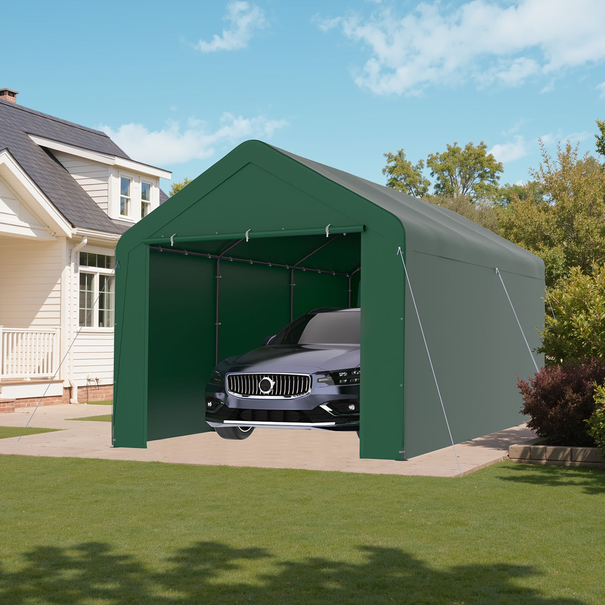 10x20 Carport Heavy Duty Portable Garage Shelter Metal Car Canopy Tent with UV-Resistant & Weatherproof Top Cover for RV & Vehicles