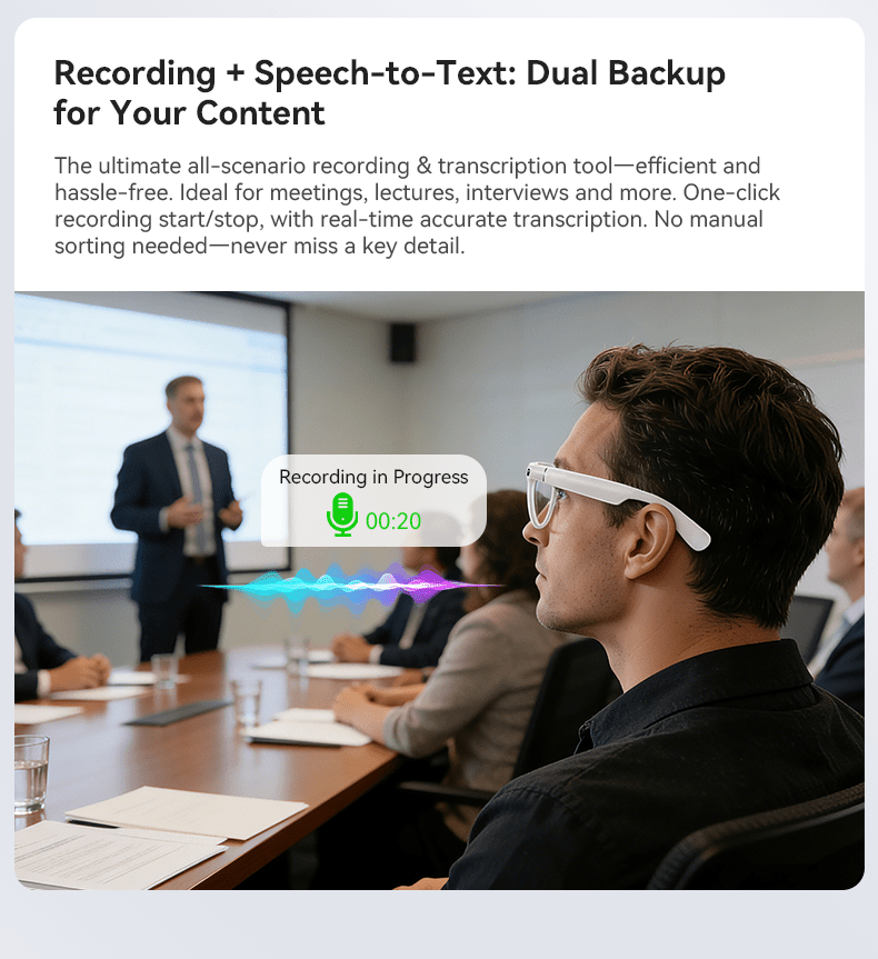 [Valentine's Day Gift] Smart Camera Glasses, 800MP Photochromic Lenses, 160+ Languages Real-time Translation, AI Voice Assistant, First-Ever Temple Battery Indicator, Charging Case with Battery Display, Anti-Shake Shooting, Emergency Charging