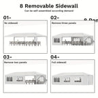GUNJI 10x30ft Heavy Duty Canopy Steel Canopy Storage Shed, Portable Garage Party Tent, Portable Garage with Removable Sidewalls & Doors All-Season Tarp for Carport (White)