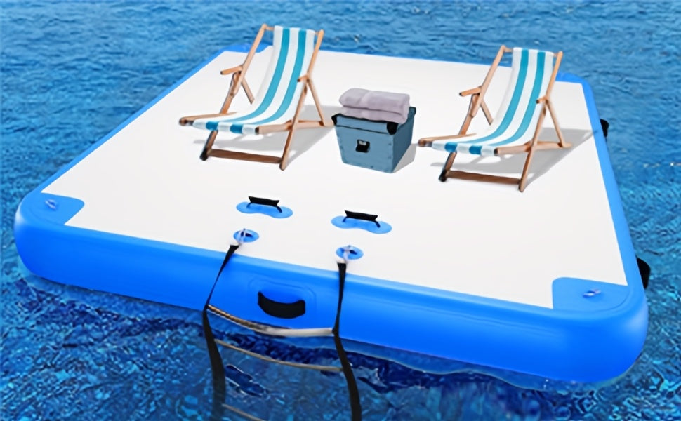 6ft/8ft/10ft/12ft Floating Dock Water Platform, Multi-People Inflatable Floating Mat, Dock Platform for Lake/Boats/Island/Swimming Pool