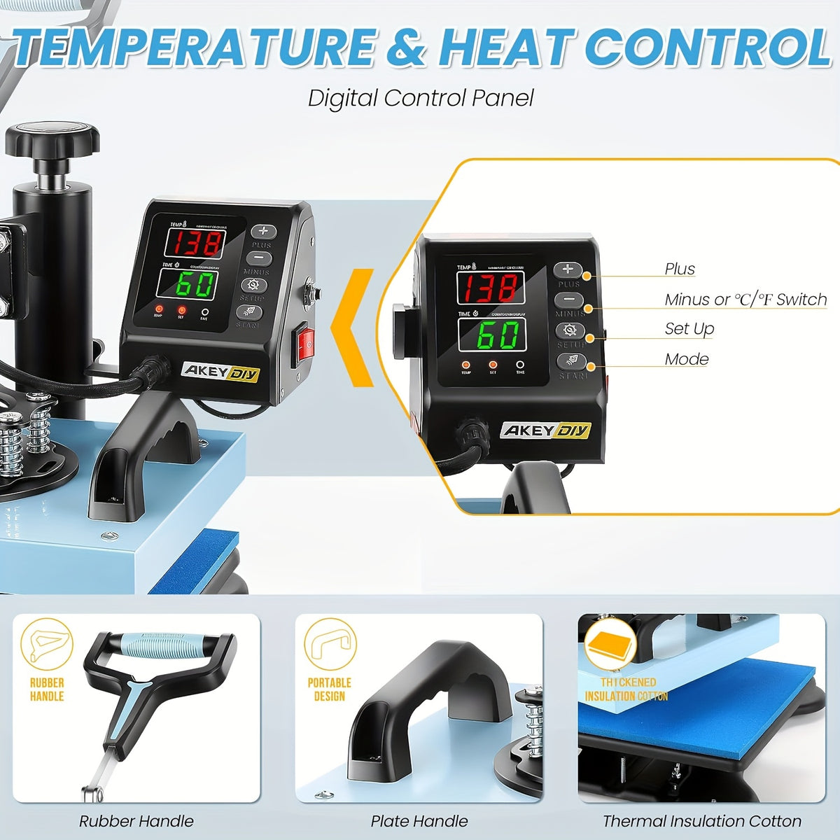 Heat Press Machine For T Shirts, Canvas Bags, 12"x10" Sublimation Shirt Heat Press Machines, 360° Swing Away Sublimation Transfer Printer Fast Heat-up, Digital Precise Temperature Control With Bell Alarm, Ovar Temp Warning
