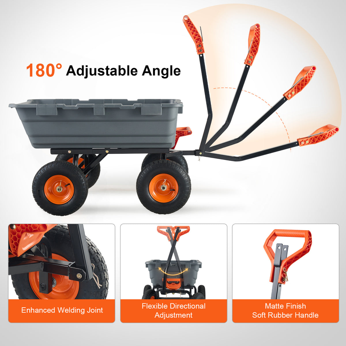 Garden Dump Cart – VEVOR 6.48 cu. ft. Yard Wagon for Heavy Loads and Tractor or Lawnmower Towing