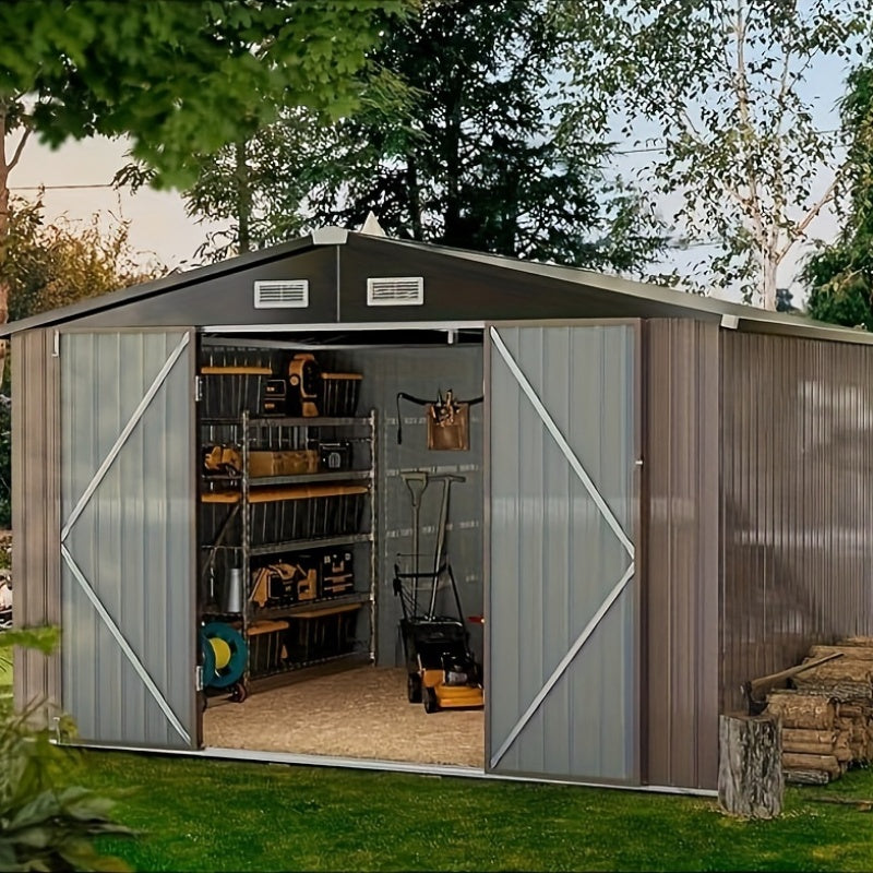 10 Ft. W X 7.5 Ft. D Outdoor Metal Shed with Vents And Lockable Doors 80 Sq. Ft