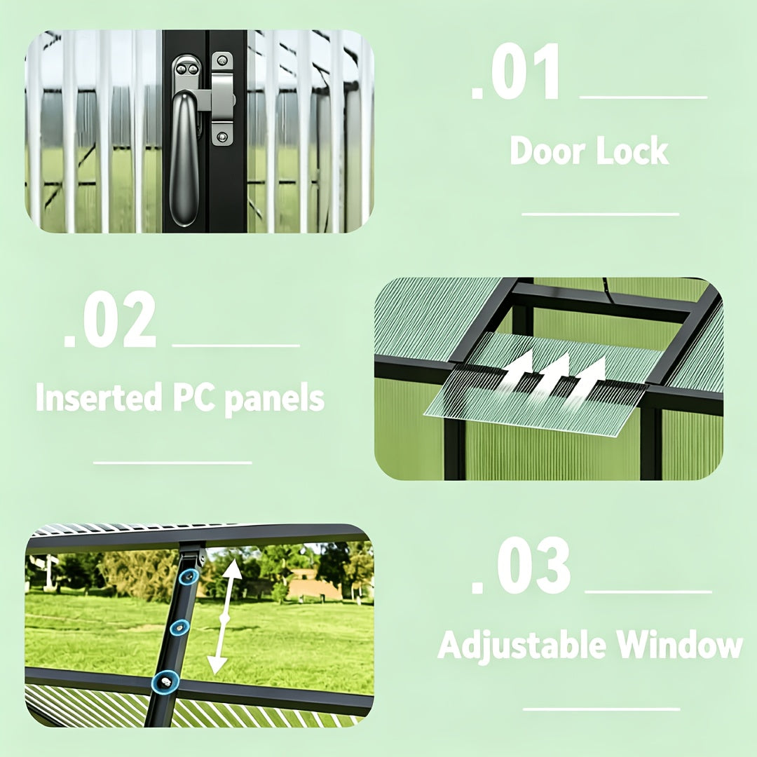 [Polycarbonate Greenhouse] 10X12 FT Greenhouse, Greenhouses For Outside, Polycarbonate Greenhouse With Aluminum Frame, Lockable Door And Ajustable Roof Vent For Backyard, Green Houses For Outside Garden Backyard, Patio, Garden Houses