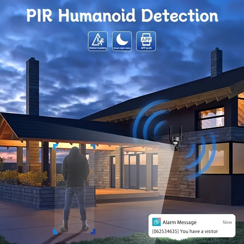 Set of 4 Hawkray Solar Security Wireless Outdoor Cameras, 3MP Resolution with 360° Pan And Tilt Control, 10X Zoom, Two-Way Audio, Spotlight Siren, And PIR Motion Detection