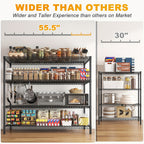 Storage Shelves 75.6" H Wire Shelving Unit with Wheels 2399LBS Heavy Duty Metal Shelves for Storage Adjustable Garage Storage Rack Pantry Shelf Commercial Shelving, 75.6" H X 55.5''W X 24" D Storage and Organization