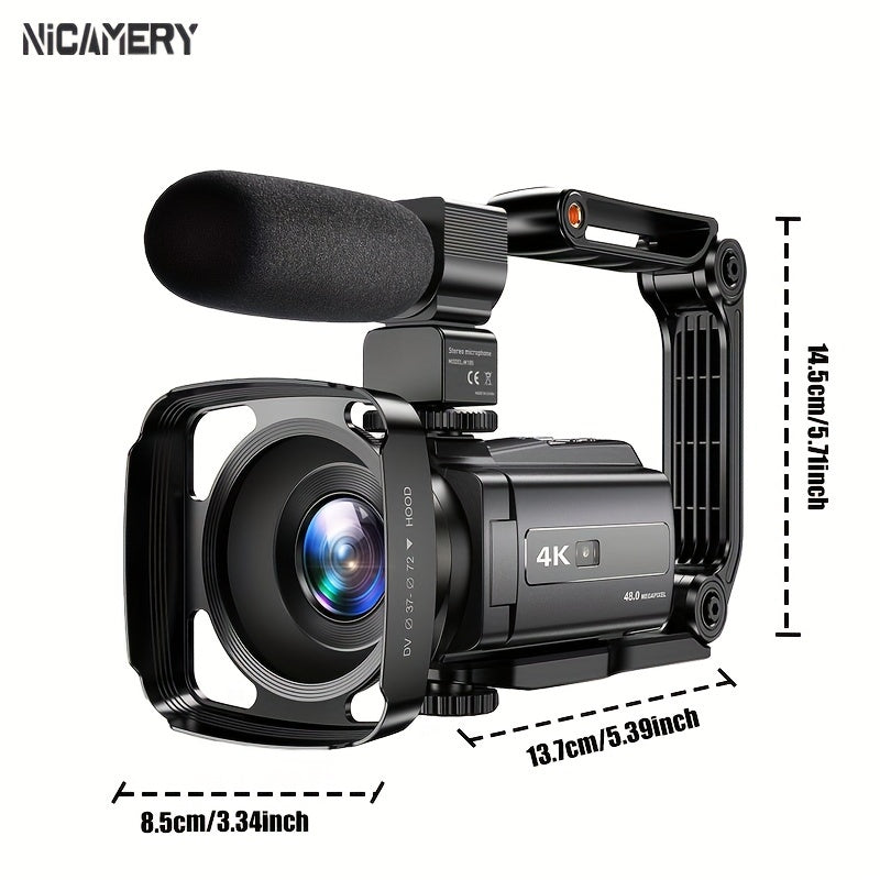 NEW 4K 60FPS HD Camcorder, Support External Microphone, WIFI Transmission And HD Output, Six-axis Anti-shake, Remote Control Operation, Accurate Autofocus, 3.0-inch Capacitive Touch Screen That Can Be Rotated By 270 Degrees, 80-degree Angle