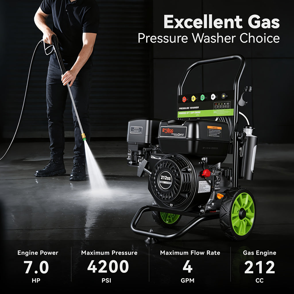 4400PSI Gas Pressure Washer 5.0GPM Gas Power Washer 212CC Gas Powered Washing Machine Commercial High Pressure Washer with 25ft Hose&5 Nozzles for Patio Garden Yard Vehicle,EPA/CARB/ETL