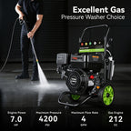 4400PSI Gas Pressure Washer 5.0GPM Gas Power Washer 212CC Gas Powered Washing Machine Commercial High Pressure Washer with 25ft Hose&5 Nozzles for Patio Garden Yard Vehicle,EPA/CARB/ETL