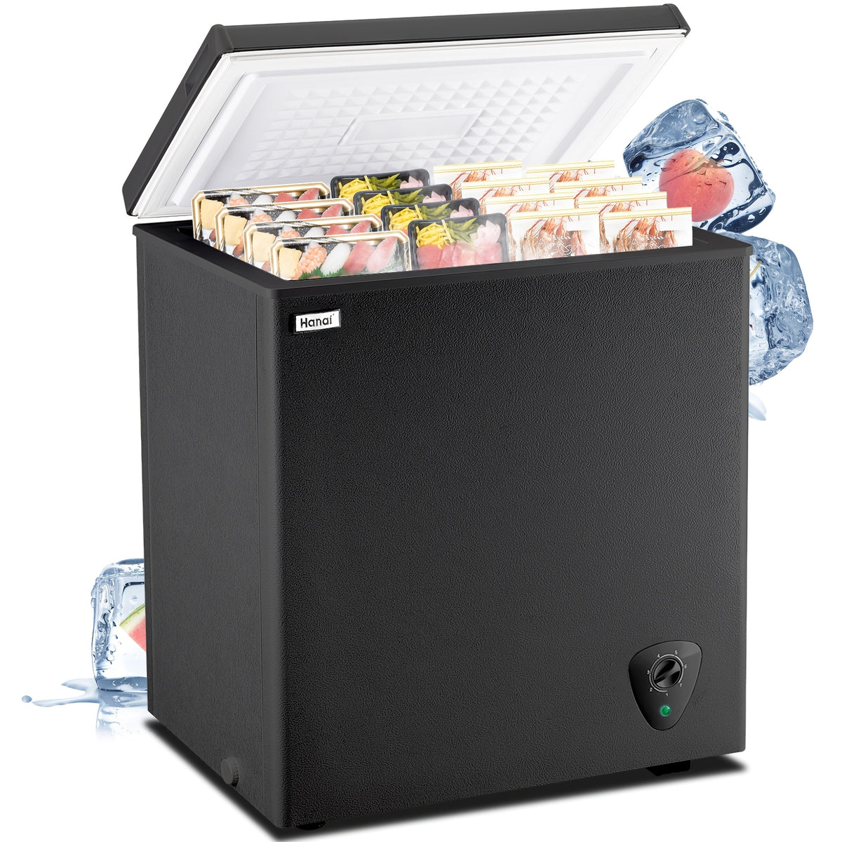 [Small Deep Freezer] WANAI Small Deep Freezer, 2.5/3.5/5.0 Cubic Feet Chest Freezer With Adjustable Temperature, Top Open Door, Removable Storage Basket For Home, Kitchen, Office, Home And Apartment, Black