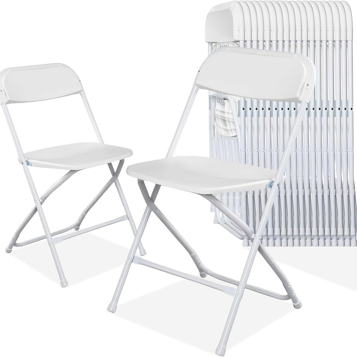 [Weddings And Gardens] 90/60/30/20/10 Pack Office White Plastic Folding Chairs Lightweight Folding Chairs, Indoor/Outdoor Folding Chairs, Portable Event Chairs Office Chairs, Conference Rooms, Weddings, And Gardens