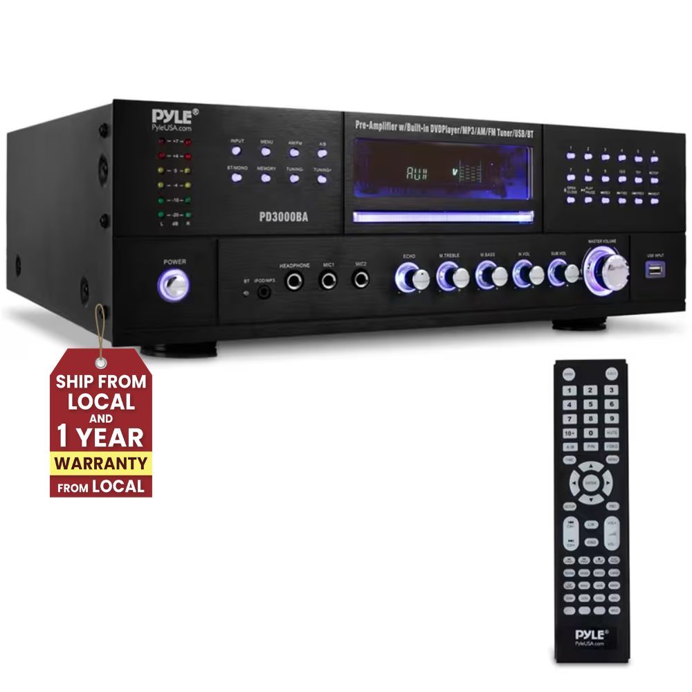 Bluetooth Home Theater Amplifier Receiver - Pro Audio Stereo Receiver System with Multimedia Disc Player, MP3/USB Reader, AM/FM Radio (3000 Watt)