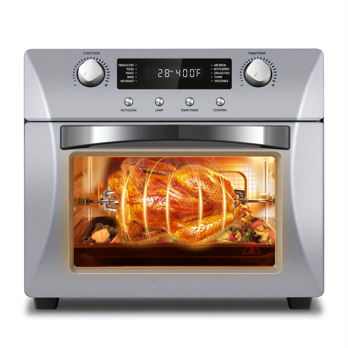 Cusimax Air Fryer Oven, 10-in-1 Air Fryer Toaster Oven Combo, 24QT Convection Toaster Oven Countertop With Rotisserie & Dehydrator, 7 Accessories, 1700w, Stainless Steel